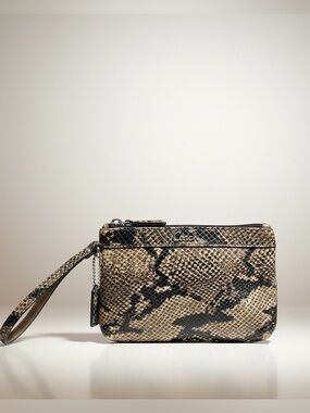 Coach Madison Snakeskin-Print Wristlet EUC